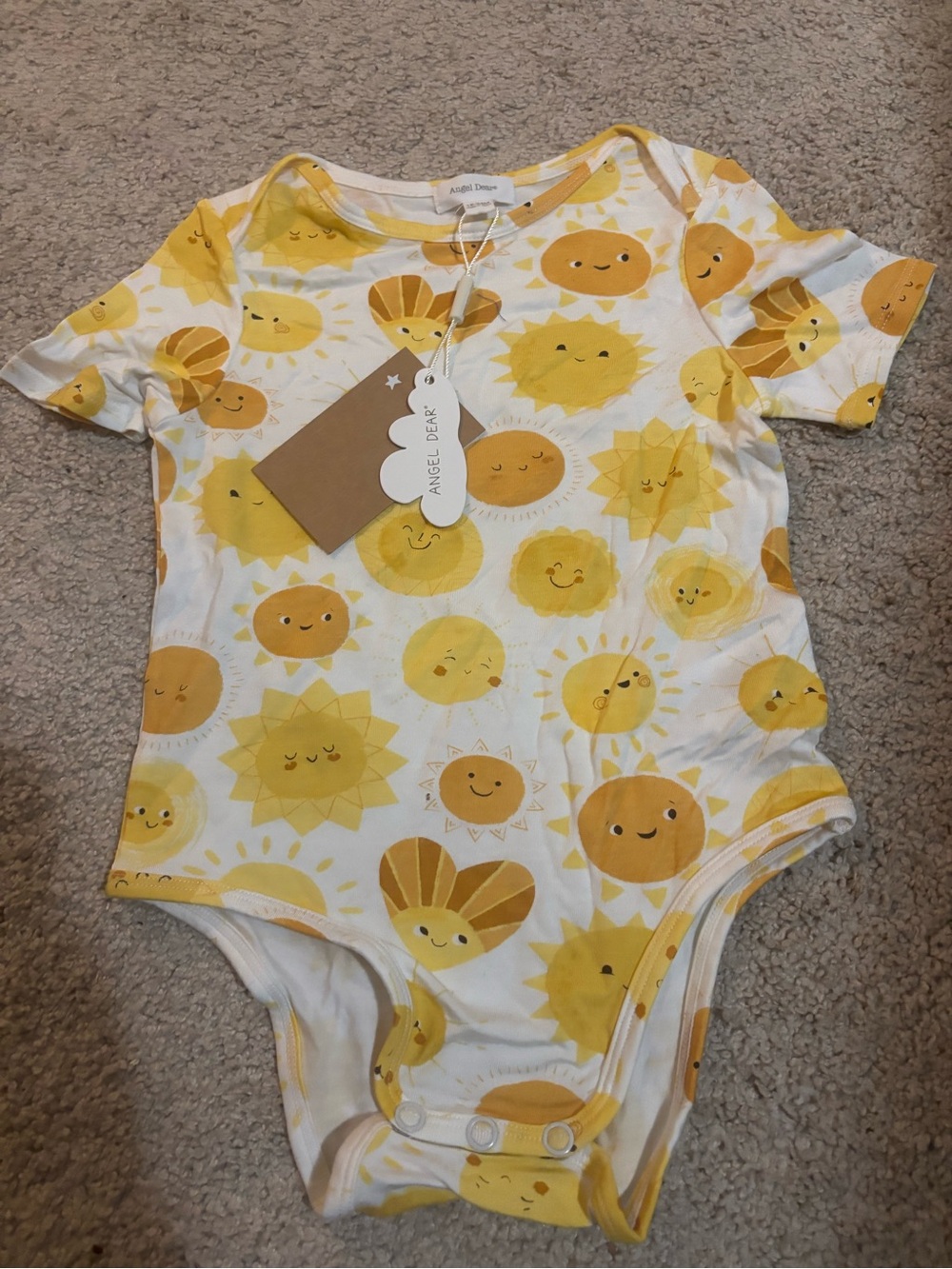 NWT Angel Dear Yellow Sun Print Onesie
